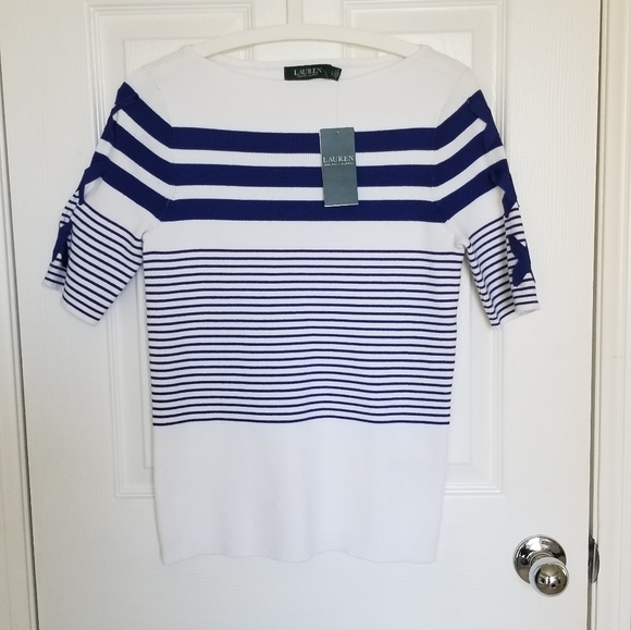 Lauren Ralph Lauren Tops - Lauren Ralph Lauren Blue/White Cotton Top